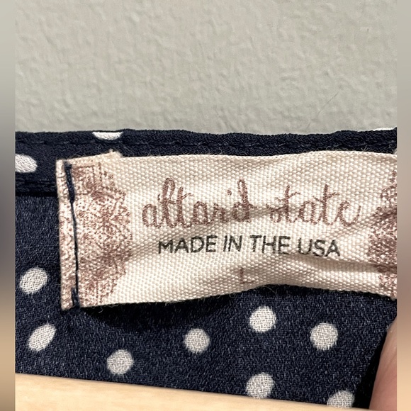 Altar’d State Polkadot Navy/White V Neck Blouse- Size Large - Picture 6 of 7